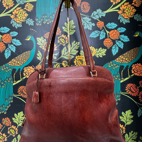 Vintage Salvatore Ferragamo Brown Leather Shoulder Tote with Lock & Key - Picture 4 of 15